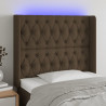 Cabecero con LED de tela marrón oscuro 93x16x118/128 cm 1