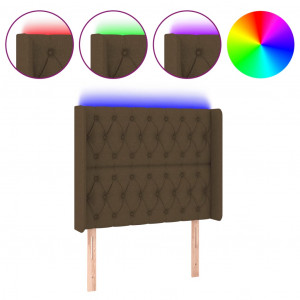 Cabecero con LED de tela marrón oscuro 93x16x118/128 cm H