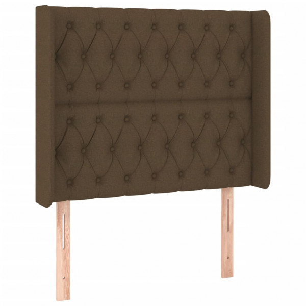 Cabeceira de cama c/ luzes LED tecido 93x16x118/128 cm castanho M 3