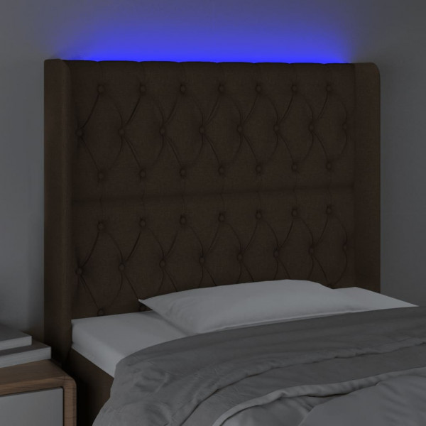 Cabecero con LED de tela marrón oscuro 93x16x118/128 cm M 4