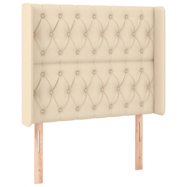 Cabeceira de cama c/ luzes LED tecido 93x16x118/128cm cor creme M 3