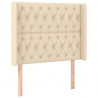Cabeceira de cama c/ luzes LED tecido 93x16x118/128cm cor creme 3