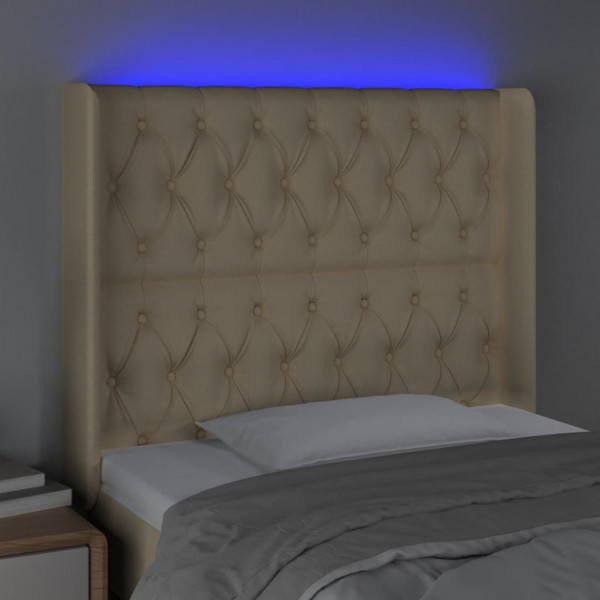 Cabecero con LED de tela color crema 93x16x118/128 cm M 4