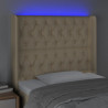 Cabecero con LED de tela color crema 93x16x118/128 cm 4