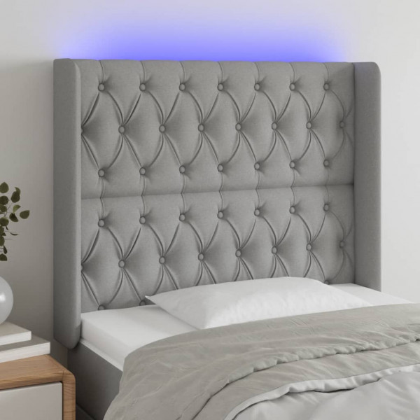 Cabecero con LED de tela gris claro 103x16x118/128 cm D