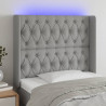 Cabecero con LED de tela gris claro 103x16x118/128 cm 1
