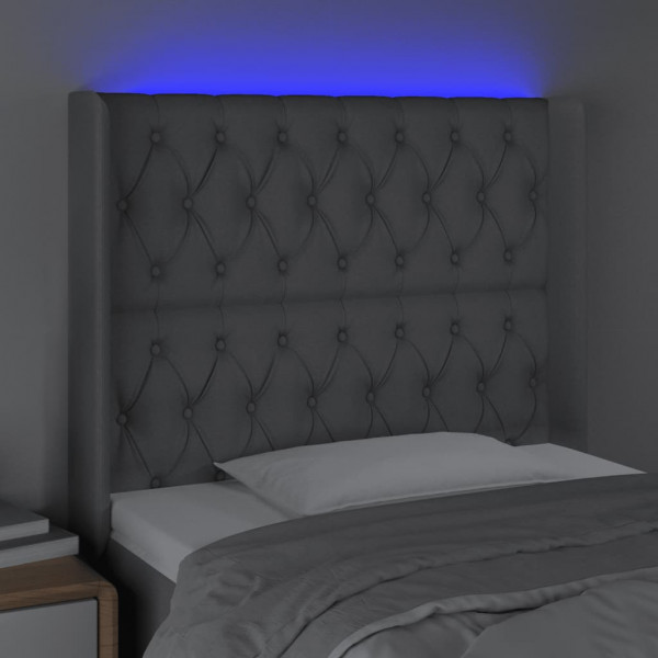 Cabecero con LED de tela gris claro 103x16x118/128 cm M 4