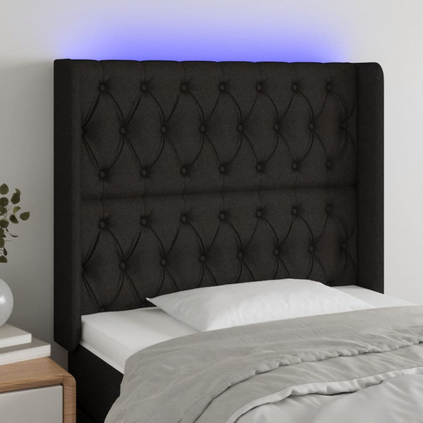 Cabecero con LED de tela negro 103x16x118/128 cm D