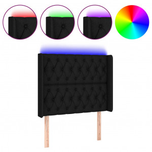 Cabecero con LED de tela negro 103x16x118/128 cm H