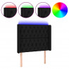 Cabeceira de cama c/ luzes LED tecido 103x16x118/128 cm preto 2