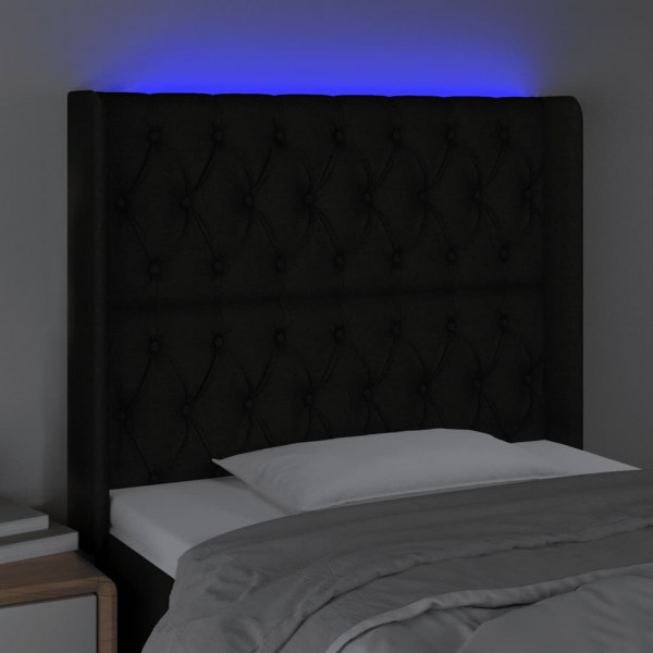 Cabecero con LED de tela negro 103x16x118/128 cm M 4