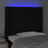 Cabeceira de cama c/ luzes LED tecido 103x16x118/128 cm preto 4