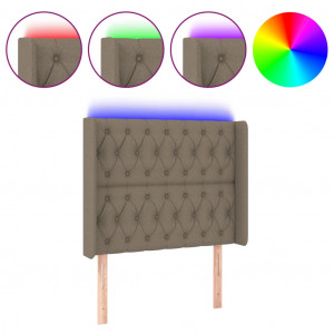 Cabecero con LED de tela gris taupe 103x16x118/128 cm H