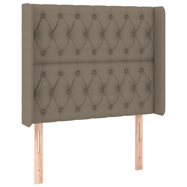 Cabeceira cama c/ LED tecido 103x16x118/128cm cinza-acastanhado M 3