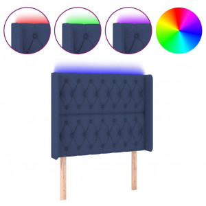 Cabecero con LED de tela azul 103x16x118/128 cm H