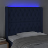 Cabecero con LED de tela azul 103x16x118/128 cm 4