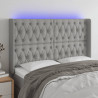 Cabecero con LED de tela gris claro 147x16x118/128 cm 1
