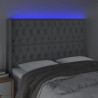Cabeceira cama c/ luzes LED tecido 147x16x118/128cm cinza-claro 4