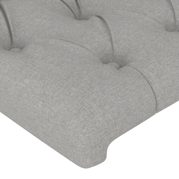 Cabeceira cama c/ luzes LED tecido 147x16x118/128cm cinza-claro M 5
