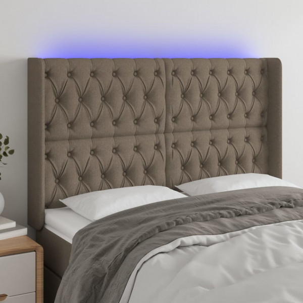 Cabecero con LED de tela gris taupe 147x16x118/128 cm D