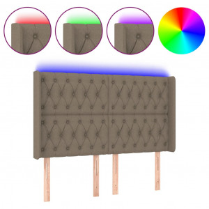Cabecero con LED de tela gris taupe 147x16x118/128 cm H