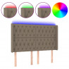 Cabeceira cama c/ LED tecido 147x16x118/128cm cinza-acastanhado 2