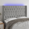 Cabeceira cama c/ luzes LED tecido 163x16x118/128cm cinza-claro 1