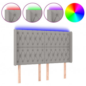 Cabecero con LED de tela gris claro 163x16x118/128 cm H