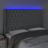 Cabeceira cama c/ luzes LED tecido 163x16x118/128cm cinza-claro 4