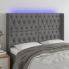 Cabecero con LED de tela gris oscuro 163x16x118/128 cm 1