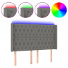 Cabeceira de cama c/ LED tecido 163x16x118/128 cm cinza-escuro 2