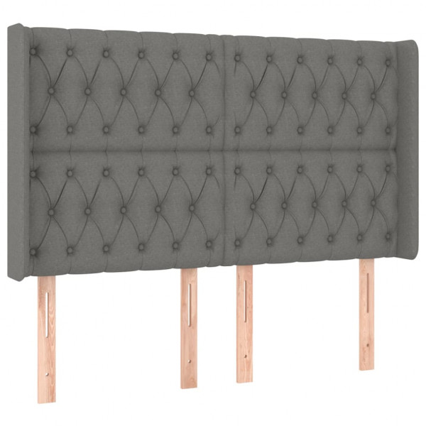 Cabeceira de cama c/ LED tecido 163x16x118/128 cm cinza-escuro M 3