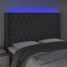 Cabecero con LED de tela gris oscuro 163x16x118/128 cm 4