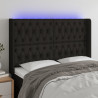 Cabecero con LED de tela negro 163x16x118/128 cm 1