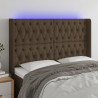 Cabecero con LED de tela marrón oscuro 163x16x118/128 cm 1
