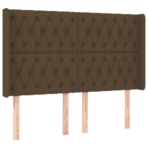 Cabeceira de cama c/ luzes LED tecido 163x16x118/128cm castanho M 3