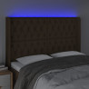 Cabecero con LED de tela marrón oscuro 163x16x118/128 cm 4