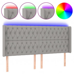 Cabecero con LED de tela gris claro 203x16x118/128 cm H