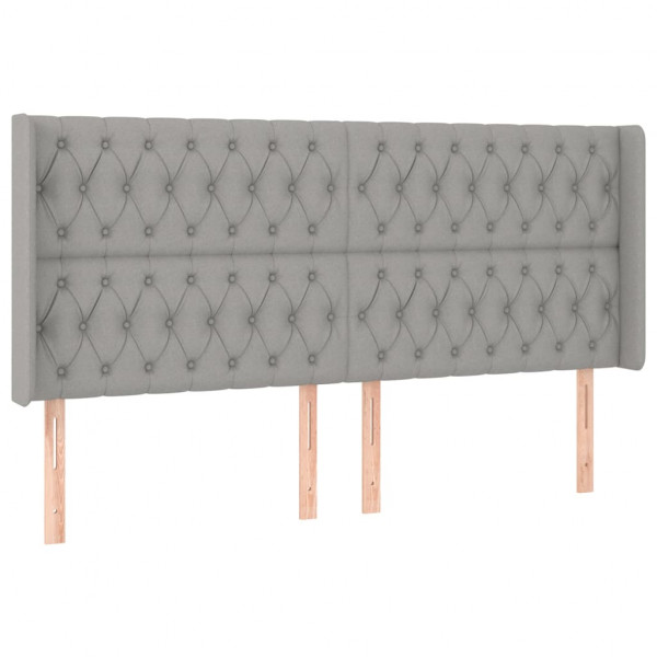 Cabecero con LED de tela gris claro 203x16x118/128 cm M 3
