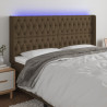 Cabecero con LED de tela marrón oscuro 203x16x118/128 cm 1