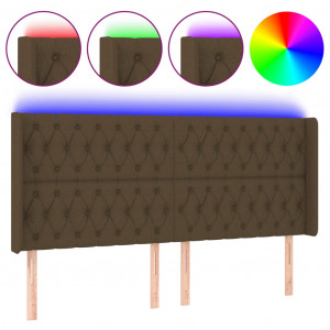 Cabecero con LED de tela marrón oscuro 203x16x118/128 cm H