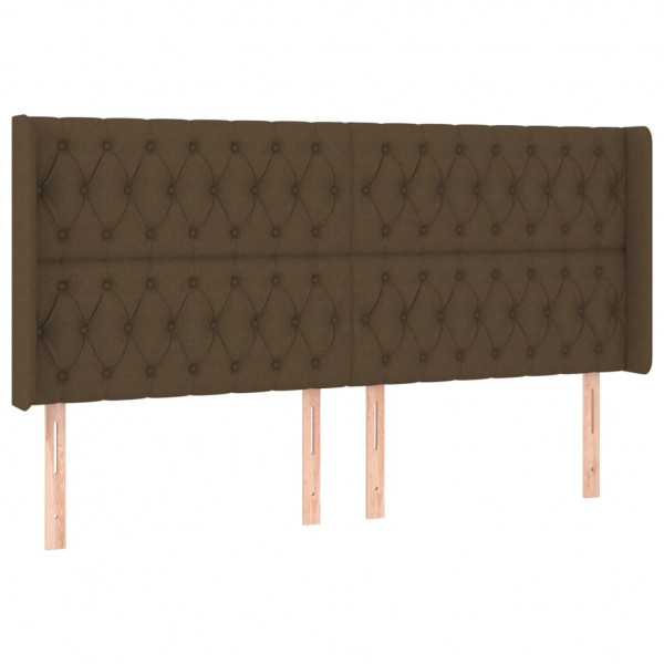 Cabecero con LED de tela marrón oscuro 203x16x118/128 cm M 3