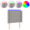 Cabecero con LED de tela gris claro 83x16x118/128 cm 2