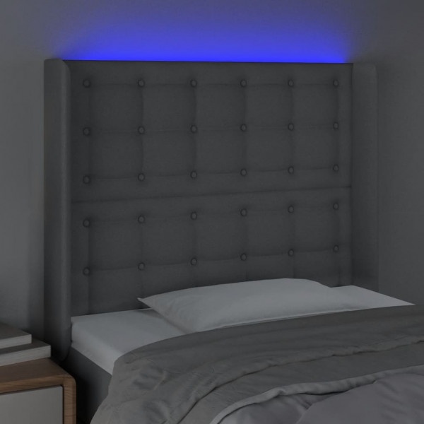 Cabecero con LED de tela gris claro 83x16x118/128 cm M 4