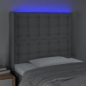 Cabeceira cama c/ luzes LED tecido 83x16x118/128 cm cinza-claro 4