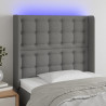 Cabeceira cama c/ luzes LED tecido 83x16x118/128cm cinza-escuro 1