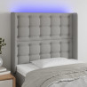 Cabecero con LED de tela gris claro 93x16x118/128 cm 1