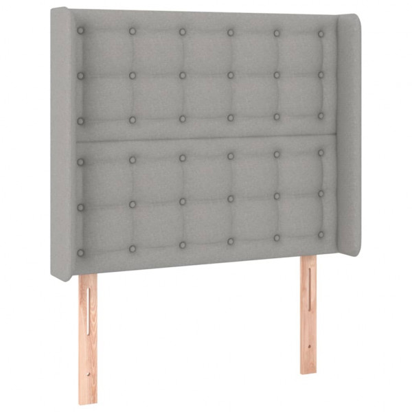 Cabeceira cama c/ luzes LED tecido 93x16x118/128 cm cinza-claro M 3