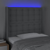 Cabeceira cama c/ luzes LED tecido 93x16x118/128 cm cinza-claro 4