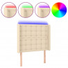 Cabeceira de cama c/ luzes LED tecido 93x16x118/128cm cor creme 2